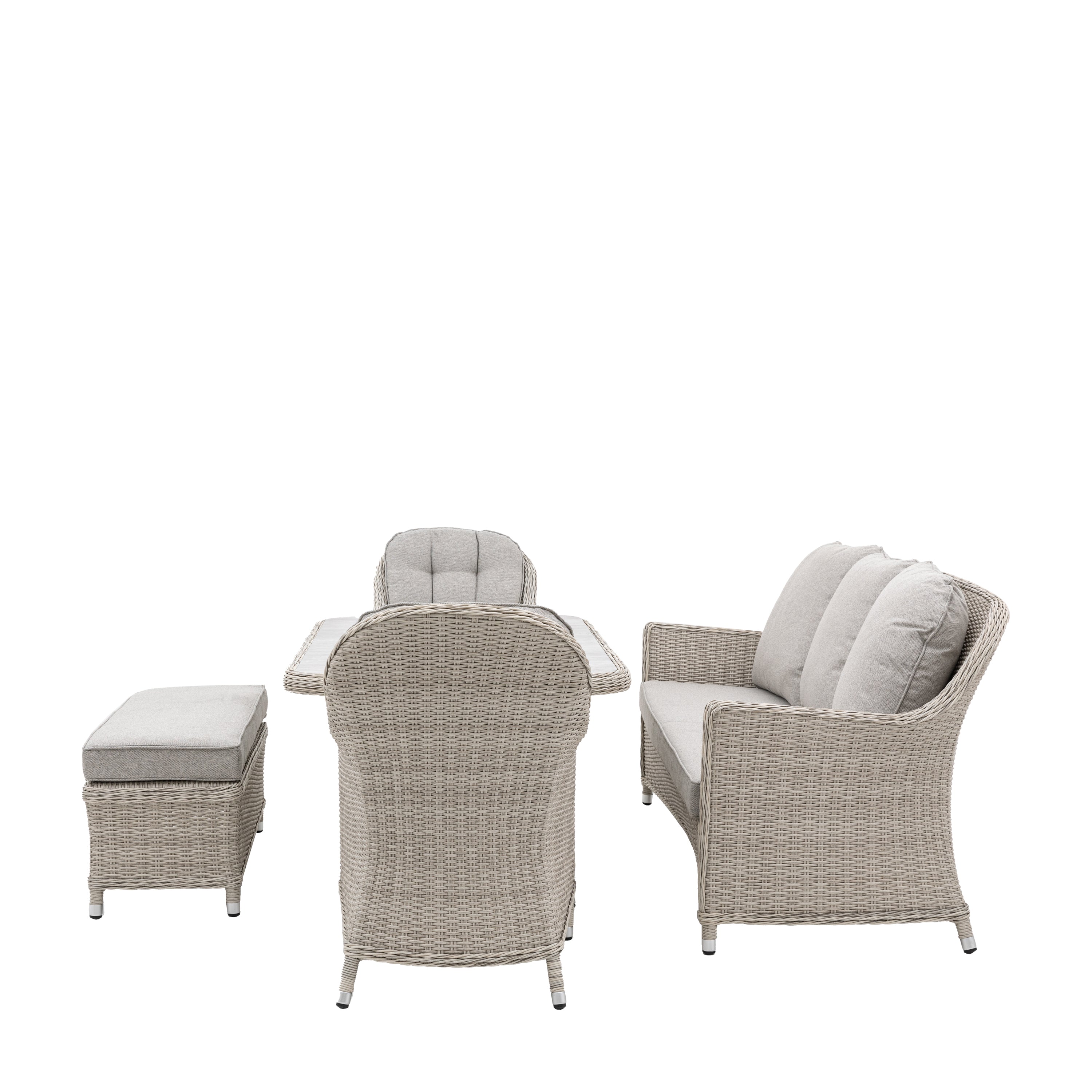 Capri Grey Rattan Rectangle Dining Set